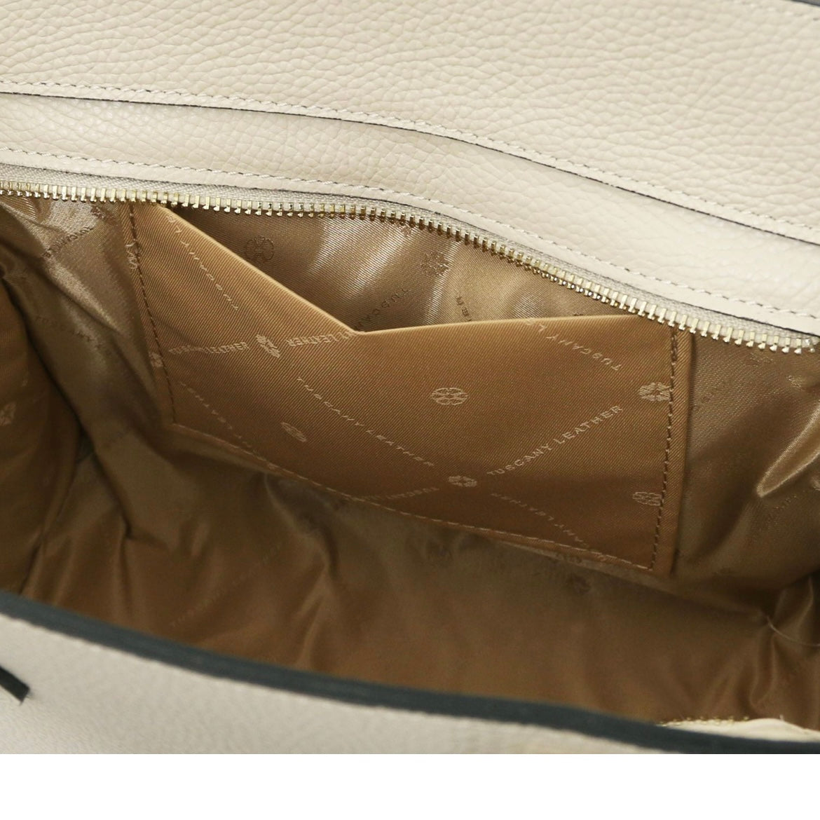 The Tropical Duchess Tuscany Leather Tote ORIGAMI TL142507 in Beige