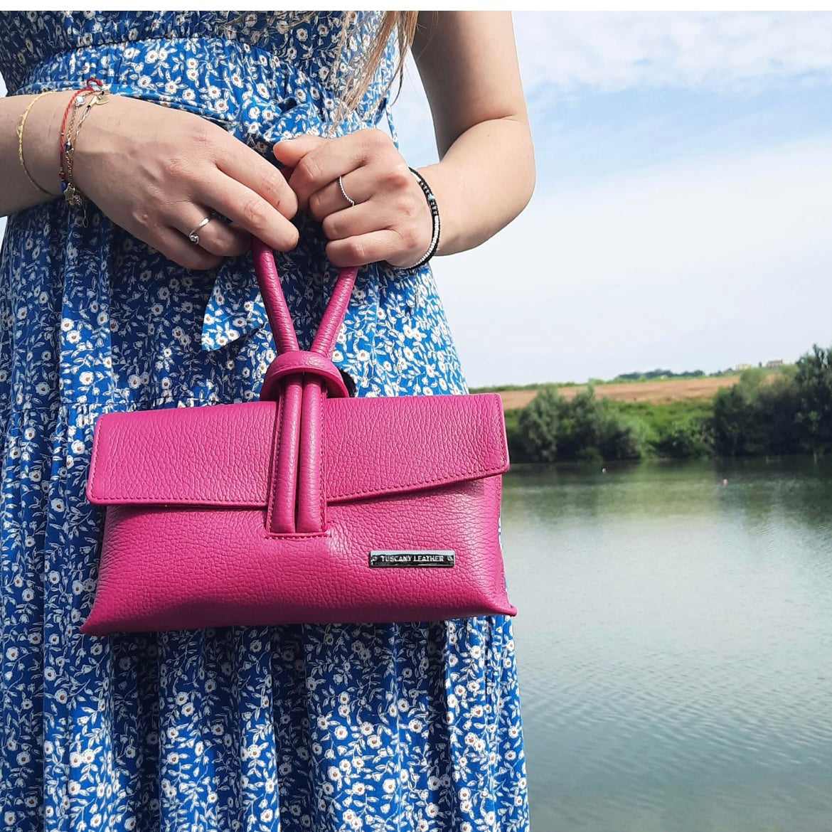 The Tropical Duchess Tuscany Leather Clutch Bag TL141990 in Ballet Pink