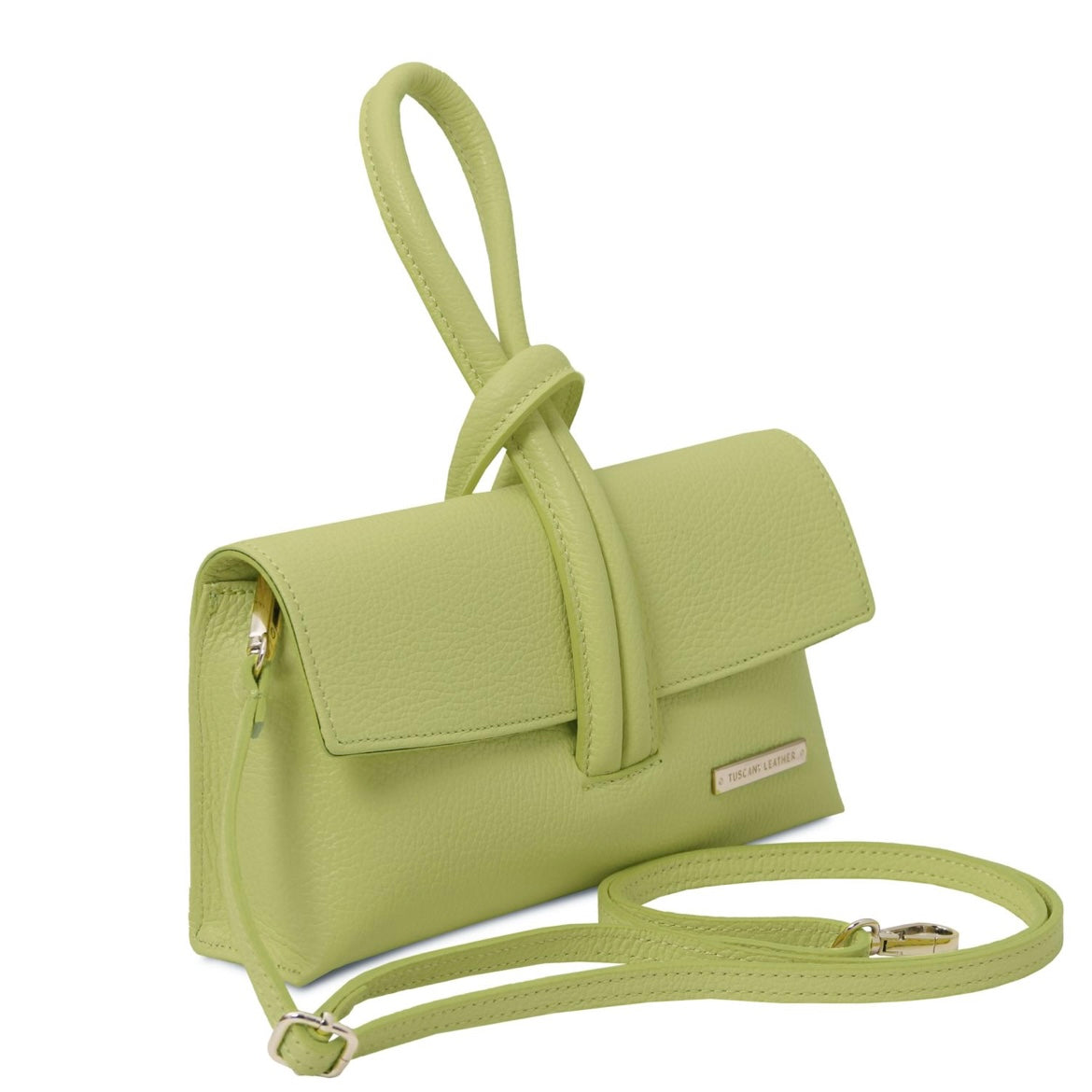 The Tropical Duchess Tuscany Leather Clutch Bag TL141990 in Lime Green