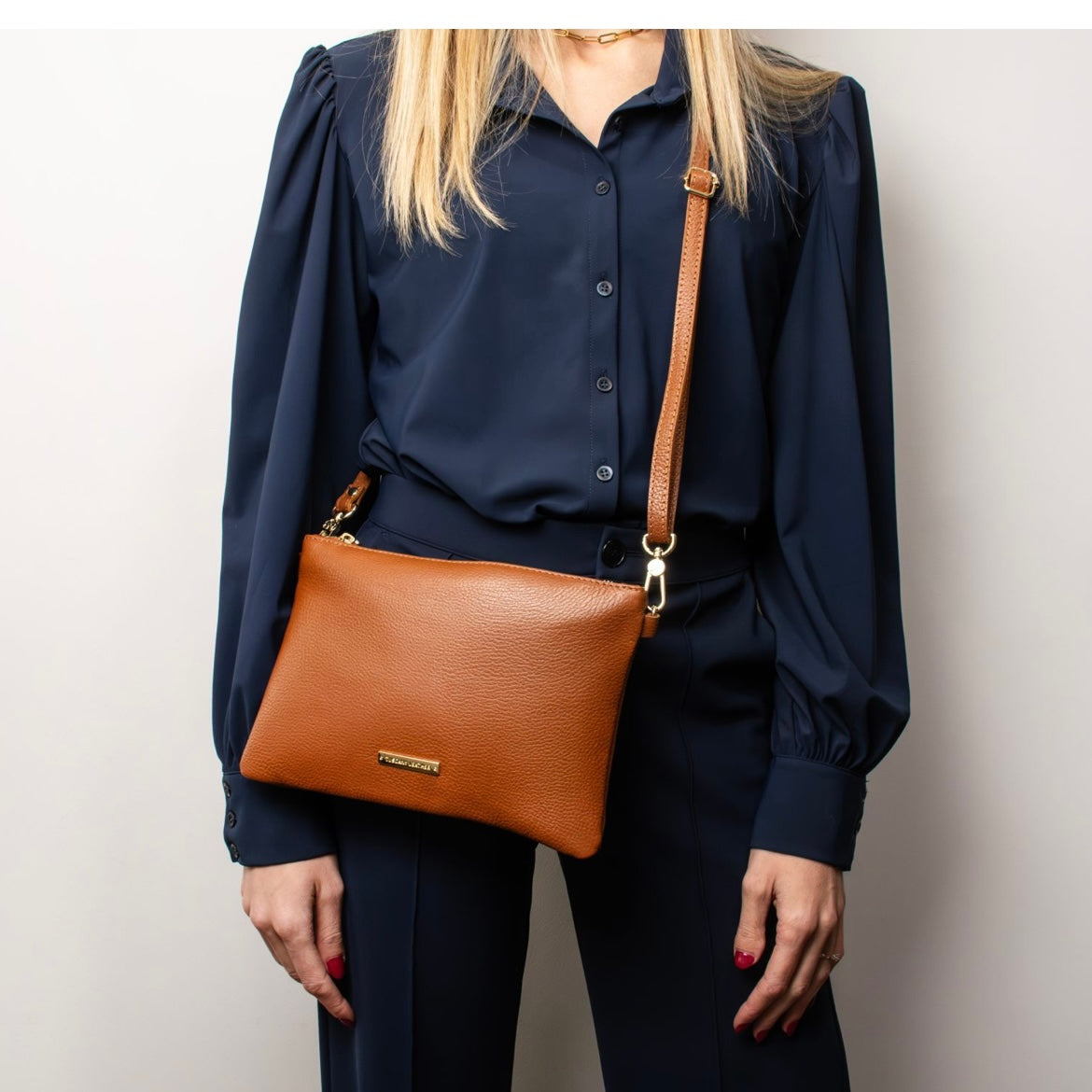 The Tropical Duchess Tuscany Leather TL BAG TL142029 Soft Leather Clutch in Cognac