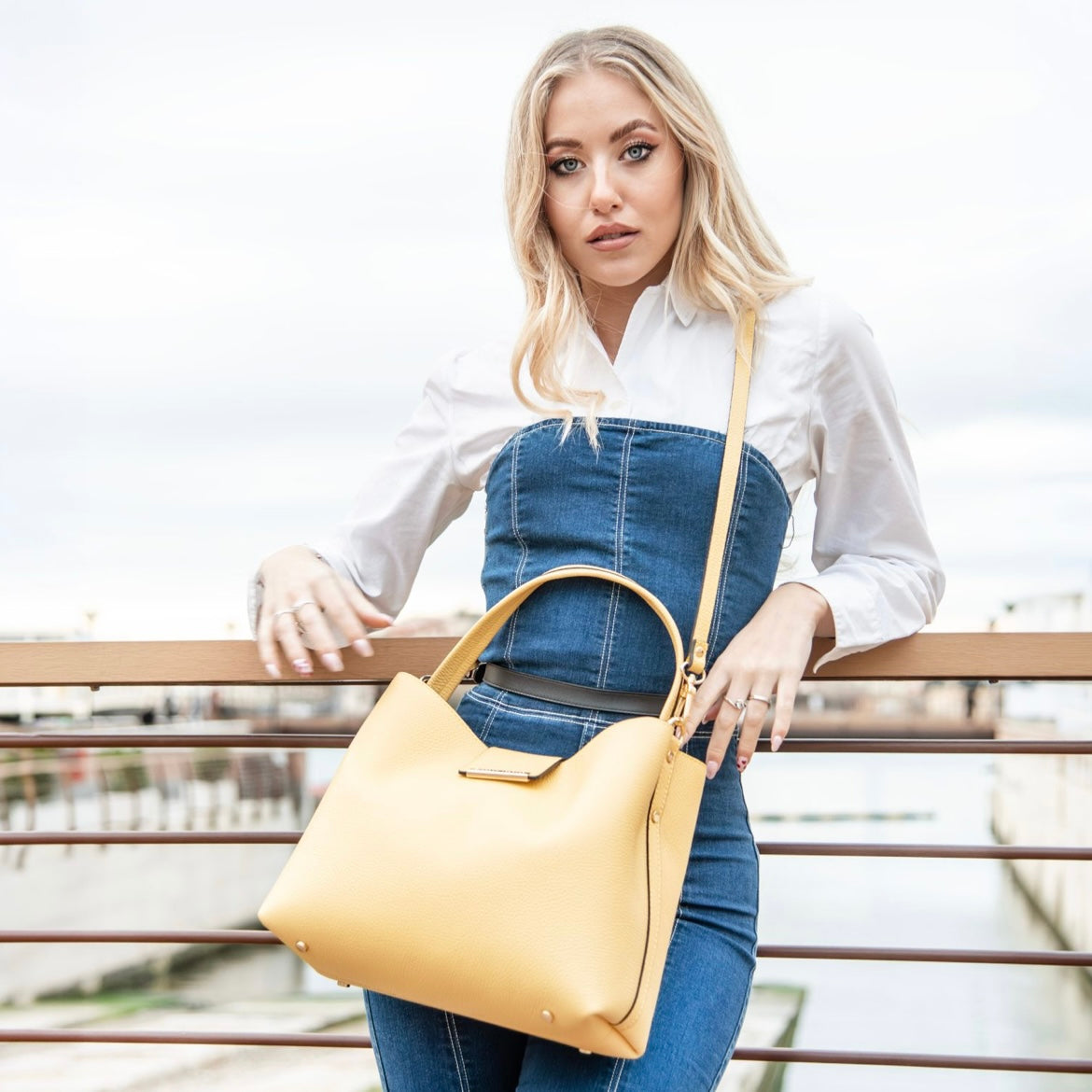 The Tropical Duchess Tuscany Leather CLIO TL142356 Leather Secchiello bag in Light Blue