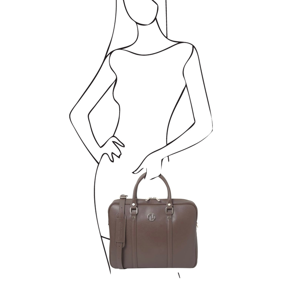 The Tropical Duchess Tuscany Leather PRATO TL142453 Exclusive Saffiano Leather Laptop Case Dark Taupe