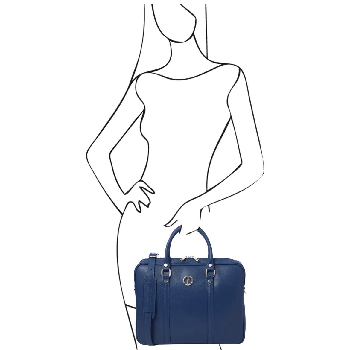 The Tropical Duchess Tuscany Leather PRATO TL142453 Exclusive Saffiano Leather Laptop Case in Dark Blue