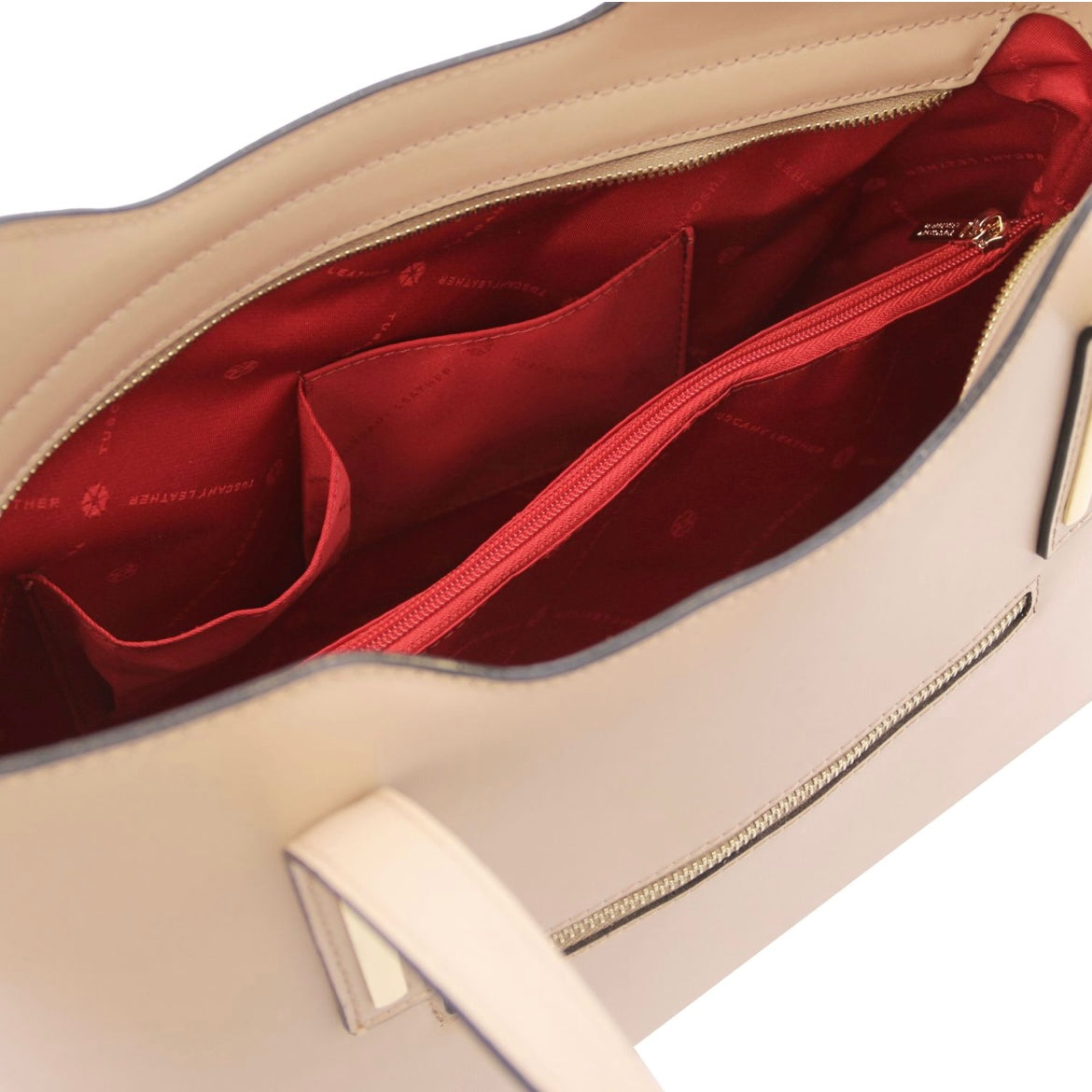 The Tropical Duchess Tuscany Leather TL BAG OLIMPIA TL141412 Leather Tote in Champagne