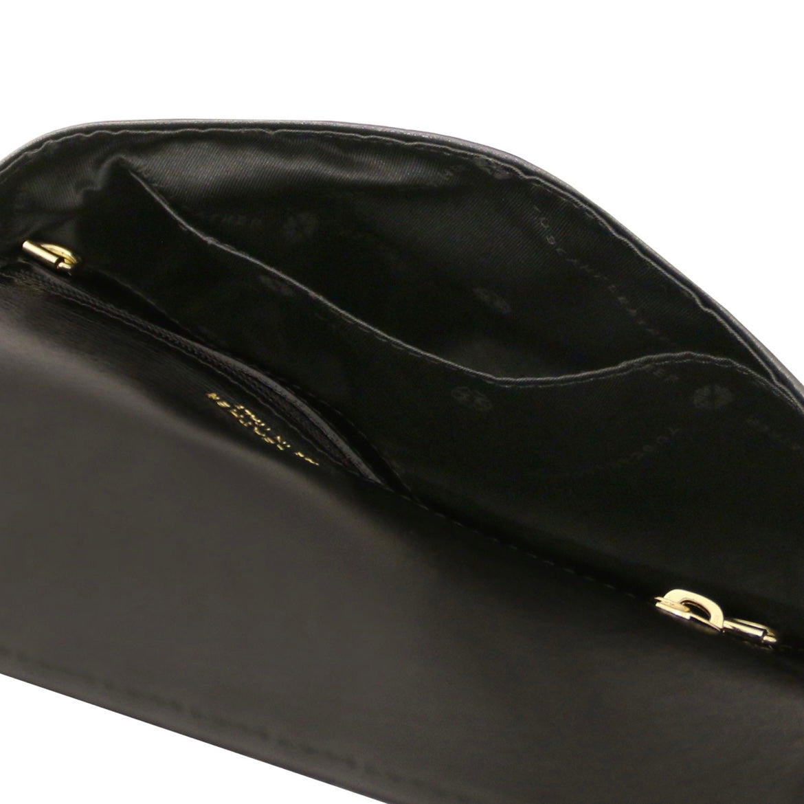 The Tropical Duchess Tuscany Leather Metallic Leather Clutch in Black TL141993