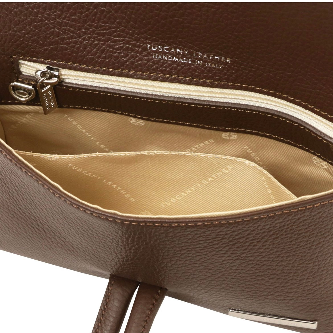 The Tropical Duchess Tuscany Leather Clutch Bag TL141990 in Coffee