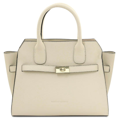 The Tropical Duchess Tuscany Leather Tote ORIGAMI TL142507 in Beige