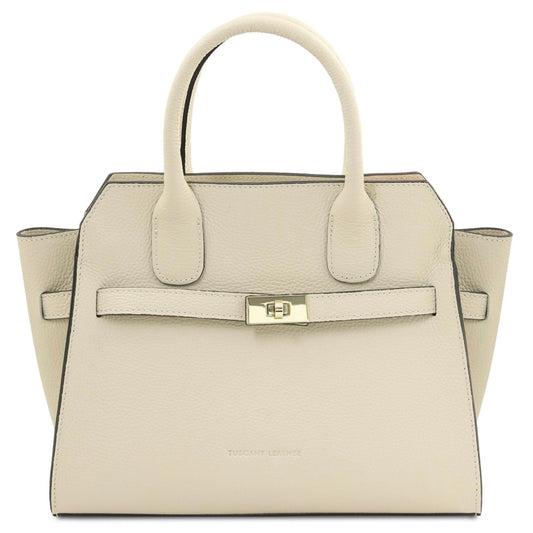 The Tropical Duchess Tuscany Leather Tote ORIGAMI TL142507 in Beige