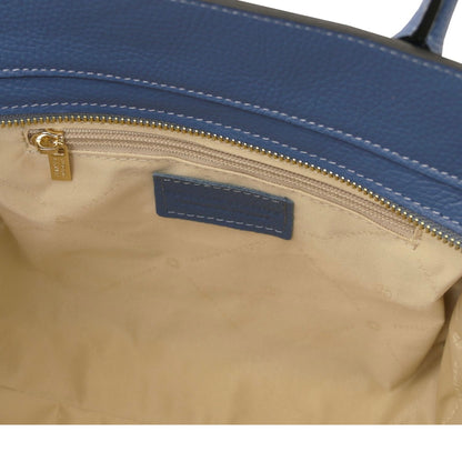 The Tropical Duchess Tuscany Leather Tote ORIGAMI TL142507 in Denim