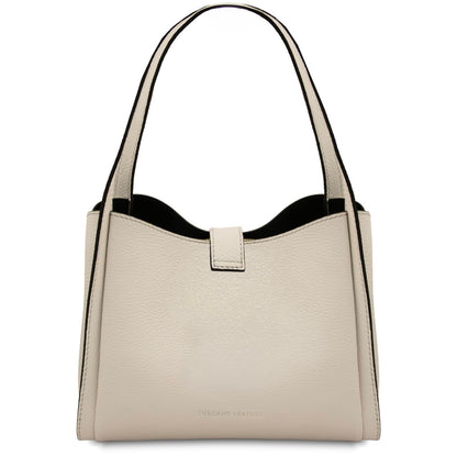 The Tropical Duchess Tuscany Leather SOAVE TL142583 Soft Leather Handbag in Beige