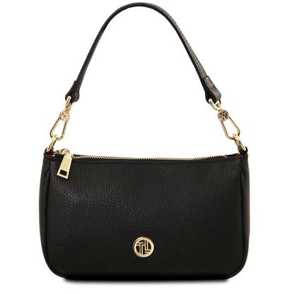 The Tropical Duchess Tuscany Leather PARFAIT TL142559 Leather Clutch in Black