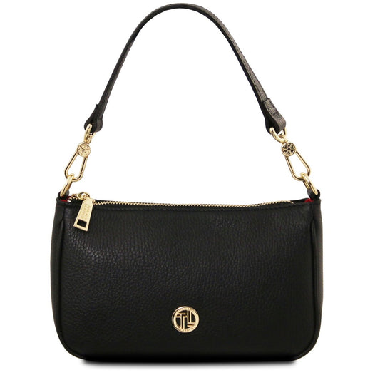 The Tropical Duchess Tuscany Leather PARFAIT TL142559 Leather Clutch in Black