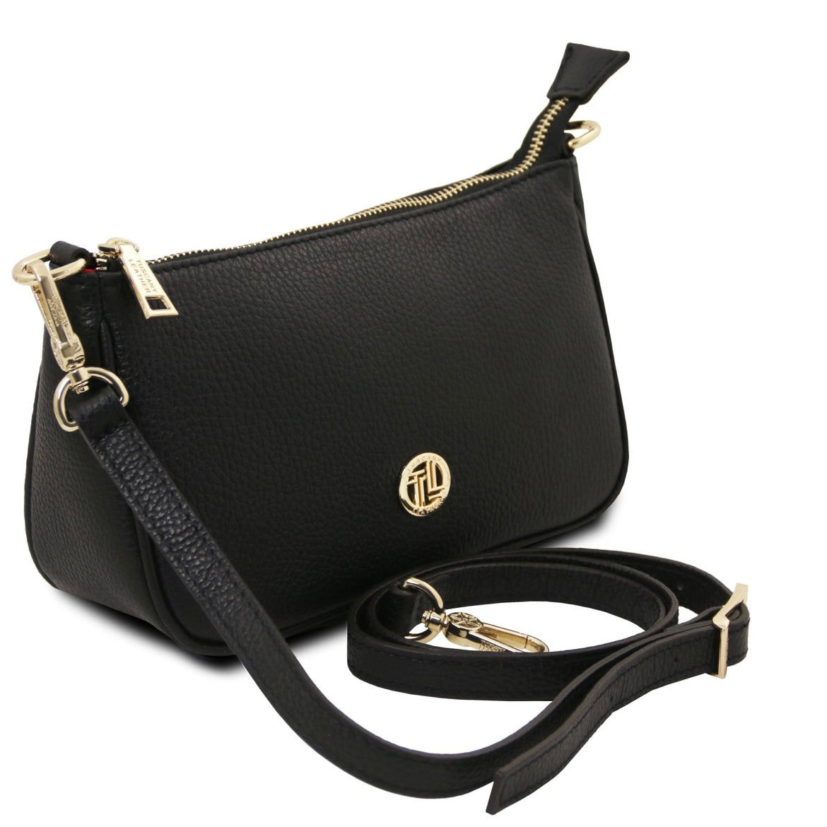 The Tropical Duchess Tuscany Leather PARFAIT TL142559 Leather Clutch in Black