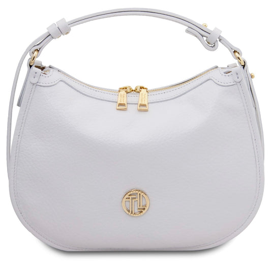 The Tropical Duchess Tuscany Leather HOBLÒ TL142563 Soft Leather Handbag in White