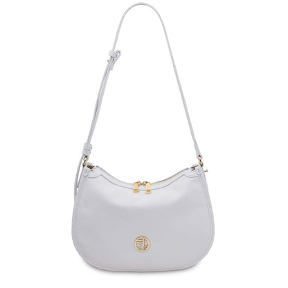 The Tropical Duchess Tuscany Leather HOBLÒ TL142563 Soft Leather Handbag in White