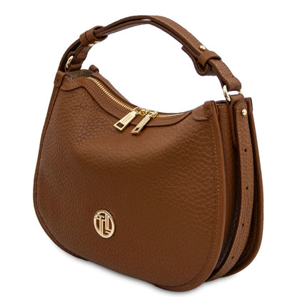 The Tropical Duchess Tuscany Leather HOBLÒ TL142563 Soft Leather Handbag in Cognac