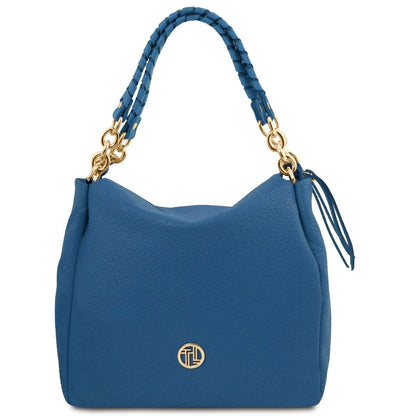 The Tropical Duchess Tuscany Leather AMY TL142385 Soft Leather Shopping bag in Denim