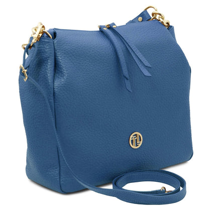 The Tropical Duchess Tuscany Leather AMY TL142385 Soft Leather Shopping bag in Denim