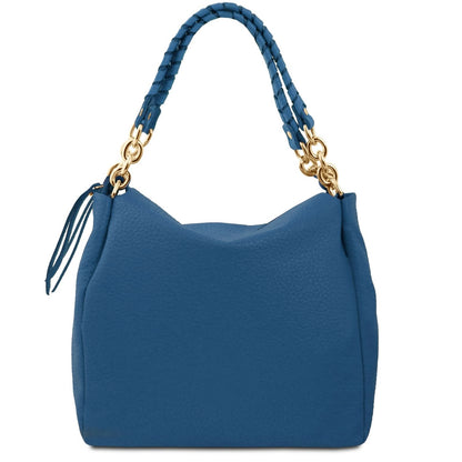 The Tropical Duchess Tuscany Leather AMY TL142385 Soft Leather Shopping bag in Denim
