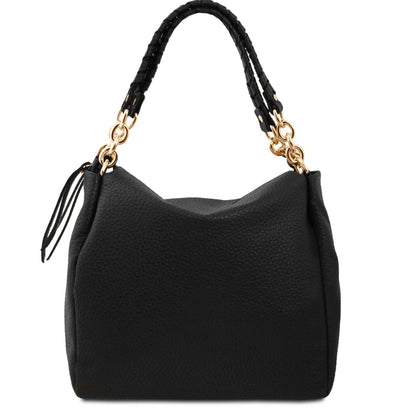 The Tropical Duchess Tuscany Leather AMY TL142385 Soft Leather Shopping bag in Black