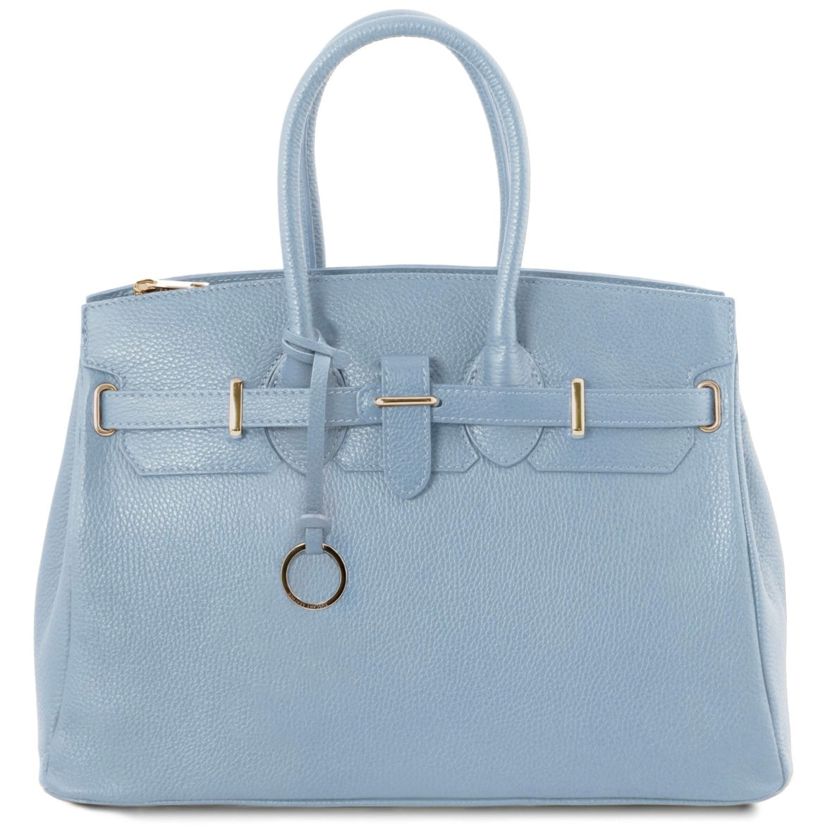 The Tropical Duchess Tuscany Leather TL BAG TL141529 Leather Handbag With Golden Hardware in Light Blue