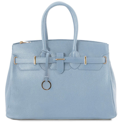 The Tropical Duchess Tuscany Leather TL BAG TL141529 Leather Handbag With Golden Hardware in Light Blue