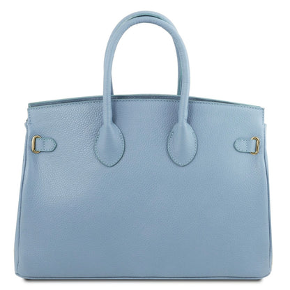 The Tropical Duchess Tuscany Leather TL BAG TL141529 Leather Handbag With Golden Hardware in Light Blue
