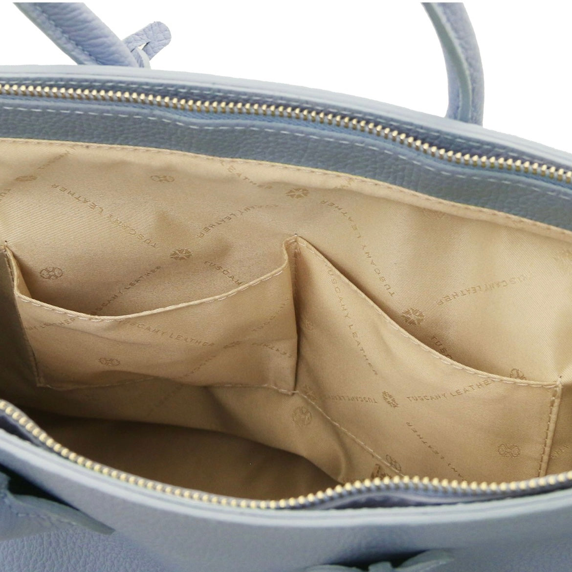 The Tropical Duchess Tuscany Leather TL BAG TL141529 Leather Handbag With Golden Hardware in Light Blue