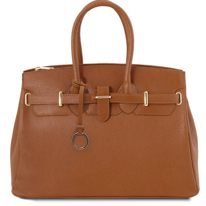 The Tropical Duchess Tuscany Leather TL BAG TL141529 Leather Handbag With Golden Hardware in Cognac