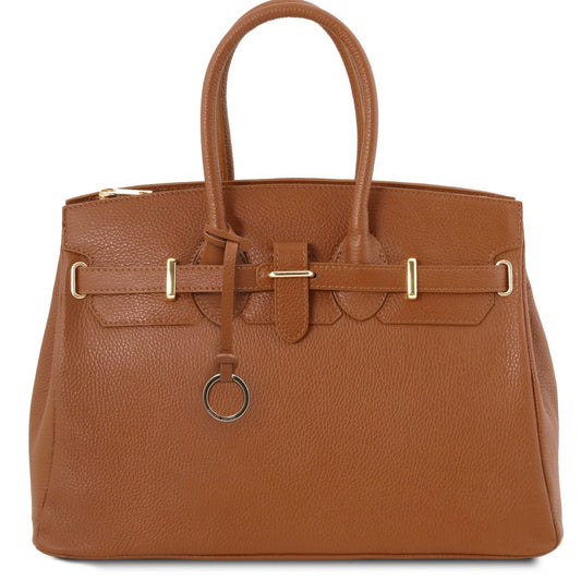 The Tropical Duchess Tuscany Leather TL BAG TL141529 Leather Handbag With Golden Hardware in Cognac