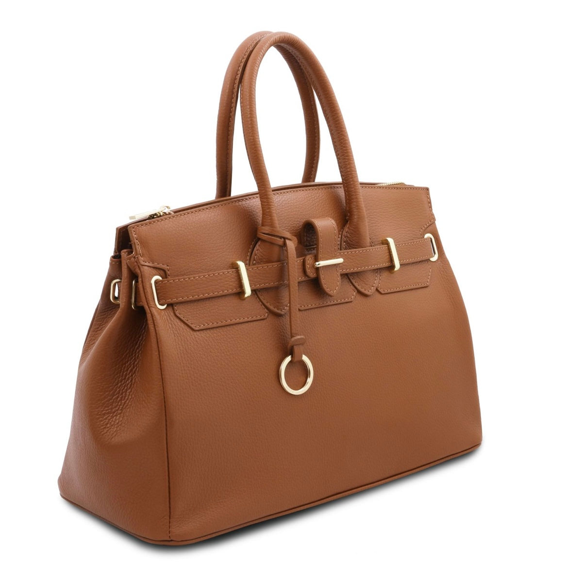 The Tropical Duchess Tuscany Leather TL BAG TL141529 Leather Handbag With Golden Hardware in Cognac