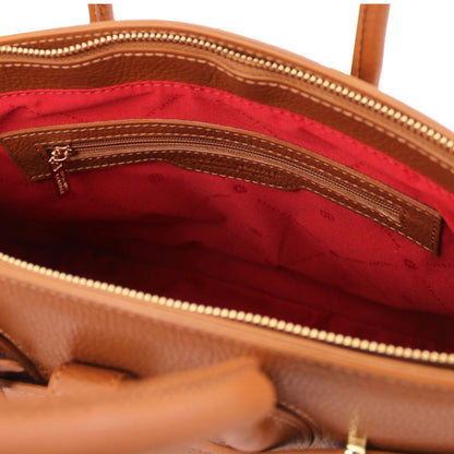 The Tropical Duchess Tuscany Leather TL BAG TL141529 Leather Handbag With Golden Hardware in Cognac
