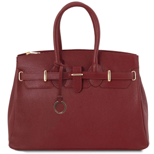 The Tropical Duchess Tuscany Leather TL BAG TL141529 Leather Handbag With Golden Hardware in Red