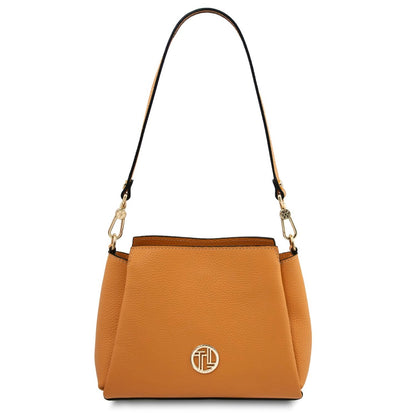 The Tropical Duchess Tuscany Leather ABBY TL142500 Leather Handbag in Apricot