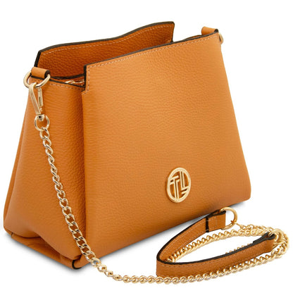 The Tropical Duchess Tuscany Leather ABBY TL142500 Leather Handbag in Apricot