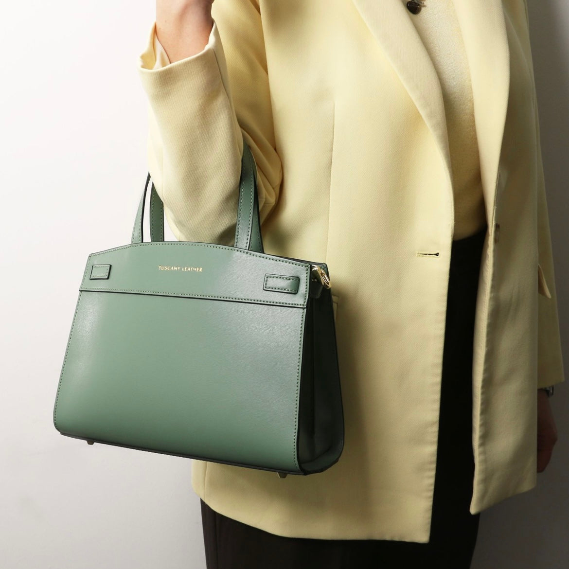 The Tropical Duchess Tuscany Leather MUSA TL142560 Leather Handbag in Mint Green