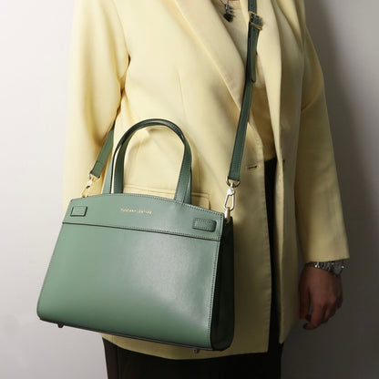 The Tropical Duchess Tuscany Leather MUSA TL142560 Leather Handbag in Mint Green