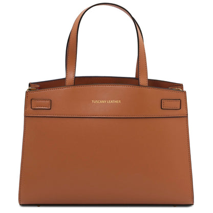 The Tropical Duchess Tuscany Leather MUSA TL142560 Leather Handbag in Cognac