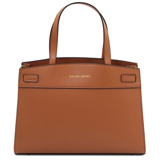 The Tropical Duchess Tuscany Leather MUSA TL142560 Leather Handbag in Cognac