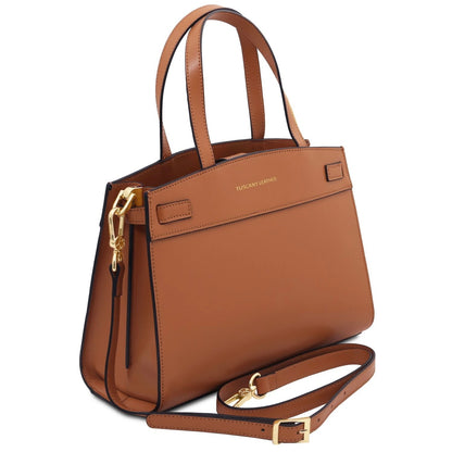The Tropical Duchess Tuscany Leather MUSA TL142560 Leather Handbag in Cognac