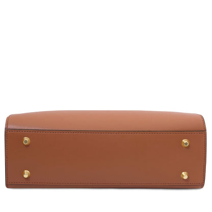 The Tropical Duchess Tuscany Leather MUSA TL142560 Leather Handbag in Cognac