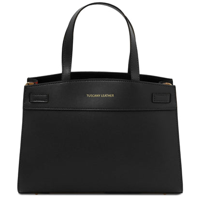 The Tropical Duchess Tuscany Leather MUSA TL142560 Leather Handbag in Black