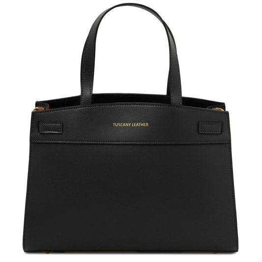 The Tropical Duchess Tuscany Leather MUSA TL142560 Leather Handbag in Black