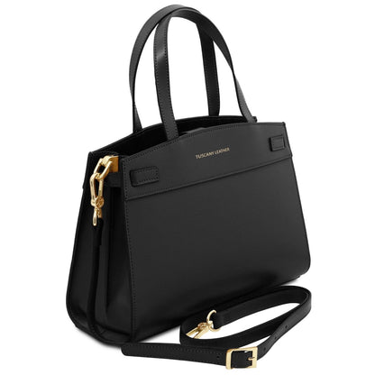 The Tropical Duchess Tuscany Leather MUSA TL142560 Leather Handbag in Black
