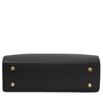 The Tropical Duchess Tuscany Leather MUSA TL142560 Leather Handbag in Black