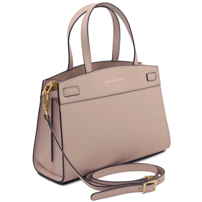 The Tropical Duchess Tuscany Leather MUSA TL142560 Leather Handbag in Nude