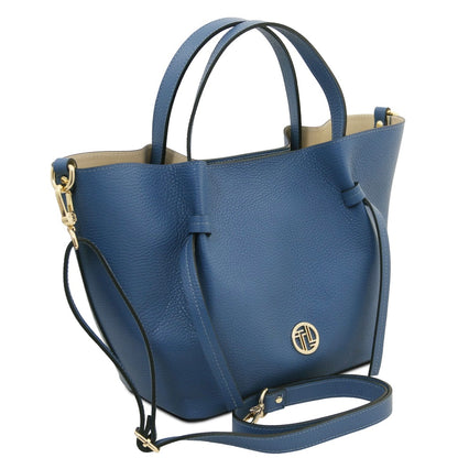 The Tropical Duchess Tuscany Leather LEGAME Leather Shopping bag - Large Size Bordeaux TL142481 Denim