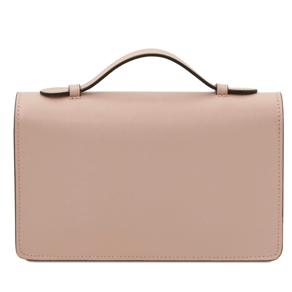 The Tropical Duchess Tuscany Leather OPERA TL142505 Leather Clutch With Chain Strap In Nude