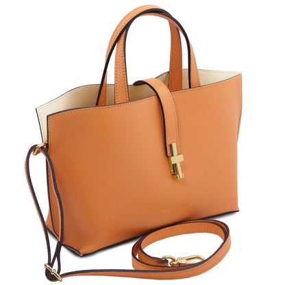 The Tropical Duchess Tuscany Leather AGATHA TL142456 Leather Handbag in Apricot