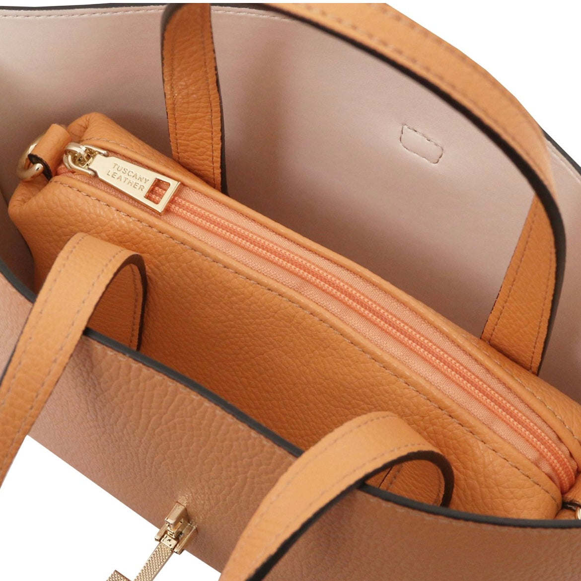 The Tropical Duchess Tuscany Leather AGATHA TL142456 Leather Handbag in Apricot